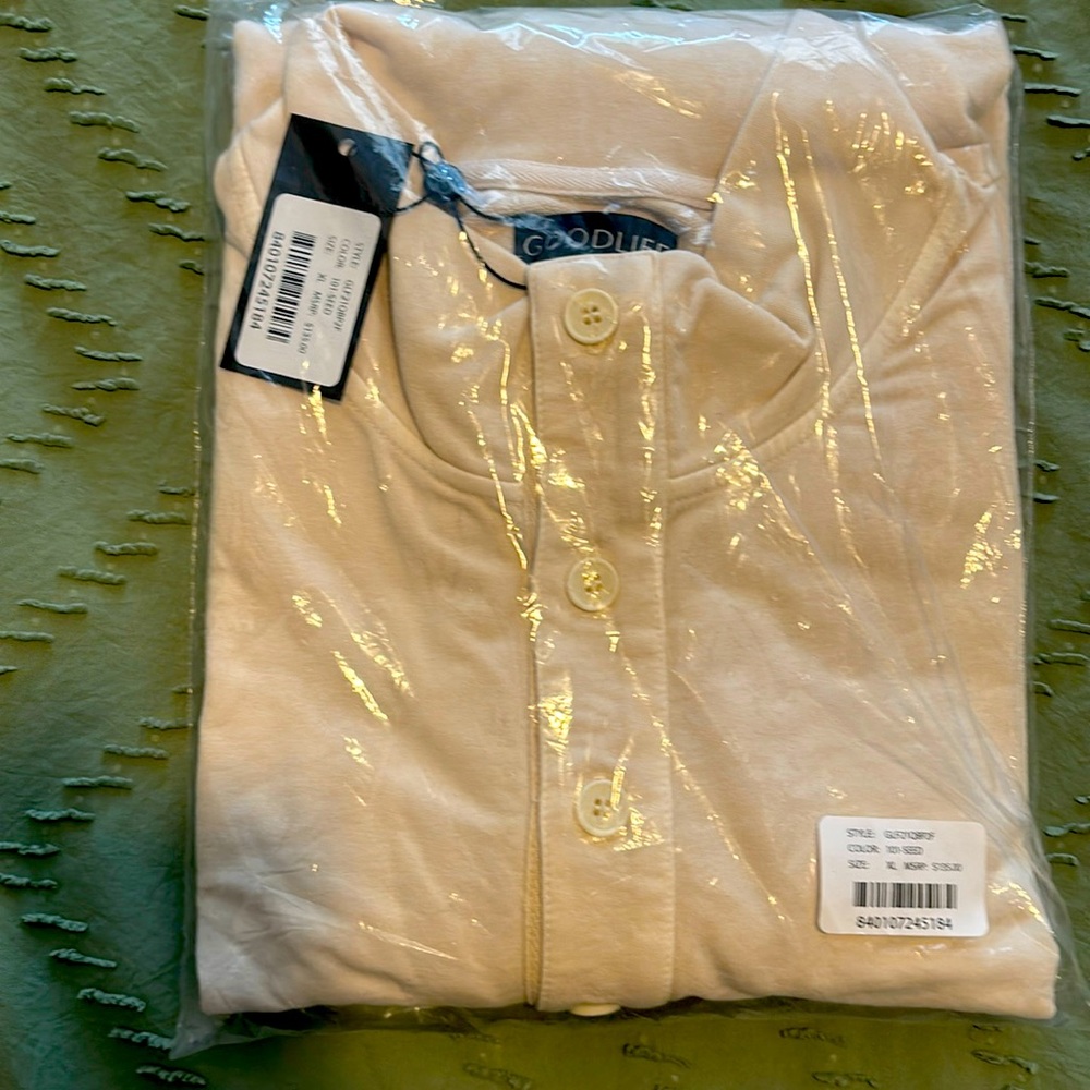 Goodlife Micro Terry L/S Seed Quarter Button down short/ XL